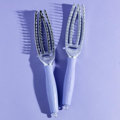 Olivia Garden Petite Fingerbrush Combo Curved & Vented Paddle Brush with Ionic & 100% Boar Bristles