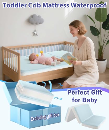 3-Inch Standard Crib Mattress for Baby Travel & Nursery - Foldable, Waterproof, CertiPUR-US Certified Foam - 52x27.5x3 Inches