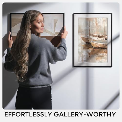 Carbon Black Homeforia 24x30 Metal Picture Frame with 18x24 Matte Mat and Glass