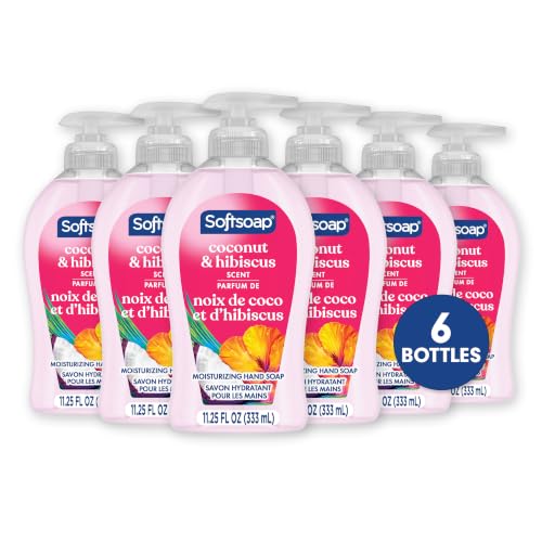 Softsoap Liquid Hand Soap with Coconut & Hibiscus - 11.25 oz Pack of 6 - Moisturizing & Floral
