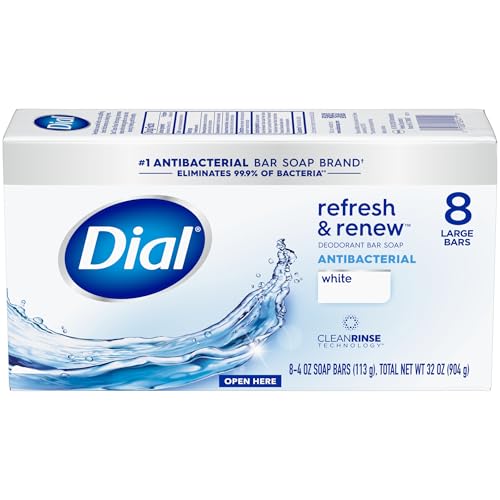 Dial Antibacterial Bar Soap Refresh & Renew White 4 oz Pack of 32