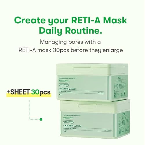 VT COSMETICS Daily Soothing Mask 30 Pcs and Cica Reti-A Mask Sheet 30 Pcs 11.83Oz(350g)*2