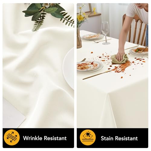 Ivory 10-Pack Tablecloths for Rectangle Tables 70 x 120 Inches - Wrinkle-Resistant