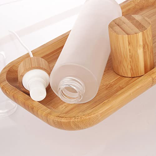 COSIDEA 12 pcs Empty 4oz /120ml bamboo lid Frost glass spray bottle with fine mist despenser head for liquid perfume toiletries containers, toner bottles