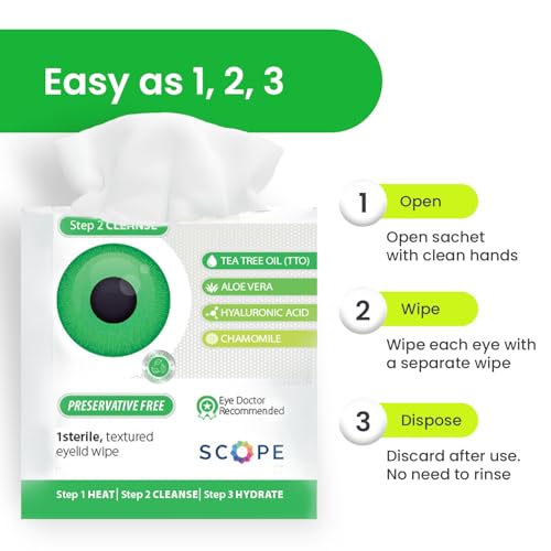 OPTASE TTO Eyelid Cleansing Wipes, 30 Count ? Individually Wrapped Tea Tree Oil Eyelid Wipes ? Preservative-Free Formula for Daily Use ? Eye Doctor Recommended Tea Tree Eye Lid Cleanser