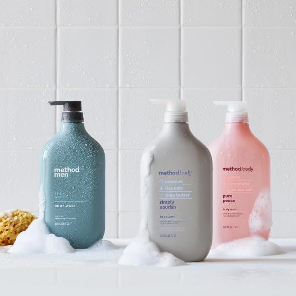 Method Body Wash Trio Set - Moisturizing Natural Scents for Daily Skin Care - Simply Nourish, Pure Peace, Sea & Surf