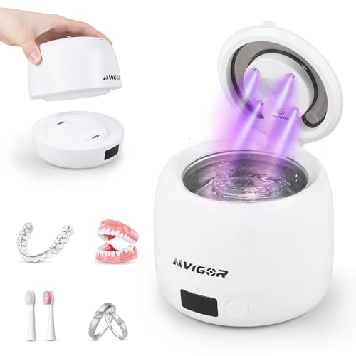 AIVIGOR Ultrasonic Retainer Cleaner Machine White - 45kHz Detachable Tank
