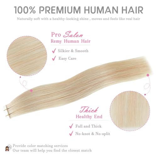 Tape in Hair Extensions 18 Inch Blonde Highlighted P18/613 - Seamless & Natural Look