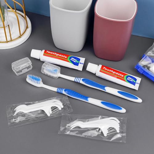 SLequipo Disposable Travel Toothbrush Kit with Toothpaste & Floss Picks (100 pcs)