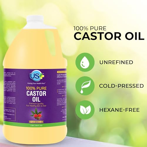 Castor Oil Cold Pressed 128 Fl Oz - 100% Pure Unrefined Hair & Skin Oil