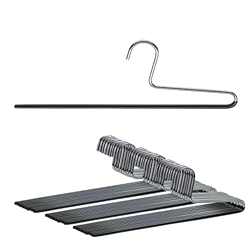 Set of 30 Non-Slip Space Saving Clothes Hangers for Pants - Black