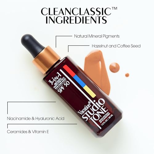 SPF 50 Bronzing Drops for Face - Natural Sun-Kissed Glow, Hydrating & Protective