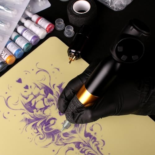 Wireless Tattoo Kit with Dual Batteries & Complete Supplies - Gold
