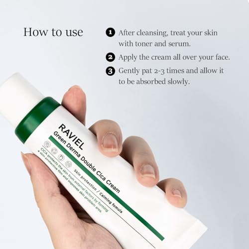 RAVIEL Green Derma Double Cica Face Moisturizer Set of 2 - Calming Sensitive Skin