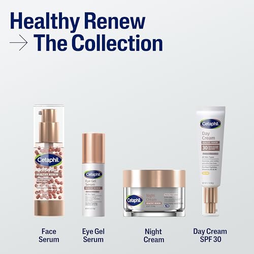 Cetaphil Healthy Renew Moisturizing Day Cream 1.7 Oz, with SPF 30, Skin Tightening Anti Wrinkle Cream for Face with Peptides, Fragrance Free, Retinol Alternative For Sensitive Skin, (Pack of 2)