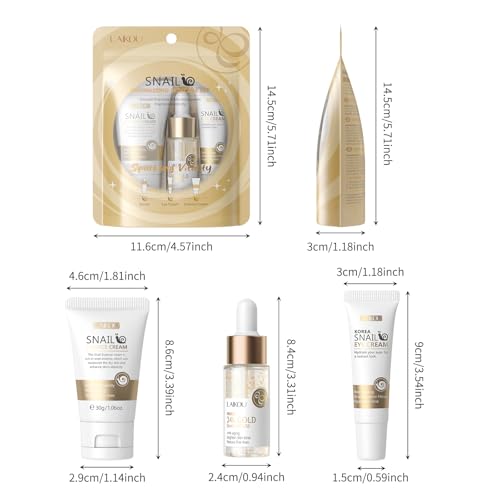 Korean Skin Care, Skin care set, Skin Care Kit Snail and Ginseng with Eye Cream, Serum, Essence Cream 3pcs for Women Teen Girls Mom Daughter Mother's Day Birthday