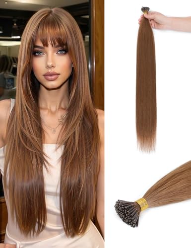 I Tip Hair Extensions 200g/200s - 26 Inch Brown Synthetic Straight for Women - Variation of 26 Inch / Brown