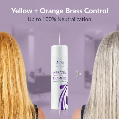 VITAMINS Hair Cosmetics Keratin Purple Blue Shampoo for Blonde & Gray Hair