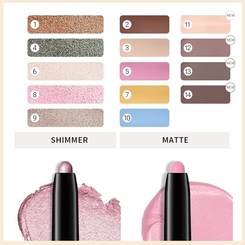 Erinde Waterproof Cream Eyeshadow Stick, Cool Taupe Brown Matte Eye Shadow Sticks, Cream to Powder Eyeshadow Crayon, Buildable & Blendable Long-Lasting Eye Shadow Stick, Vegan & Cruelty-Free, 13