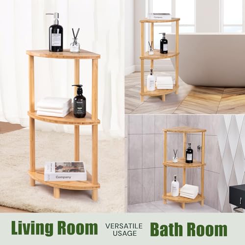 Corner Shower Caddy Stand - Bamboo Bathroom Organizer with Anti-Slip Feet - Water-Resistant & Space-Saving - Shower & Kitchen Storage - Shower caddy-022