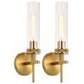 LaLuLa Gold-Clear Glass Vanity Lights Set of 2 Modern Industrial Bathroom Wall Sconces