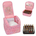 CUBETASTIC Triangle Pink Nail Polish Organizer Bag - Holds 27 Bottles & Lamp, Travel Manicure Case