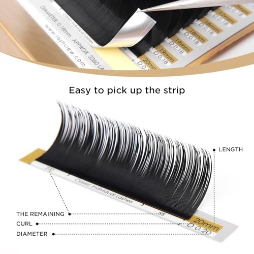 LASHVIEW Faux Eyelash Extensions Volume Fan for Professional Salon UseThickness 0.05mm Soft C Curl Length 8-15mm mixed Semi-Permanent Individual Silk Lashes