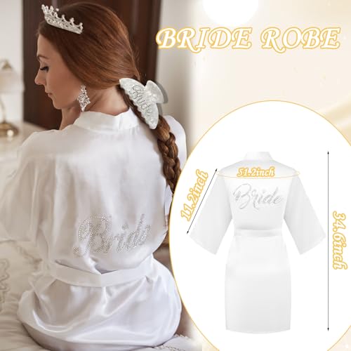 Bride Gift Set Tote Bag Cosmetic Bag Robe Slippers Hair Clip for Wedding Day - Variation of Tote Bag + Cosmetic Bag + Robe + Clip + Slippers