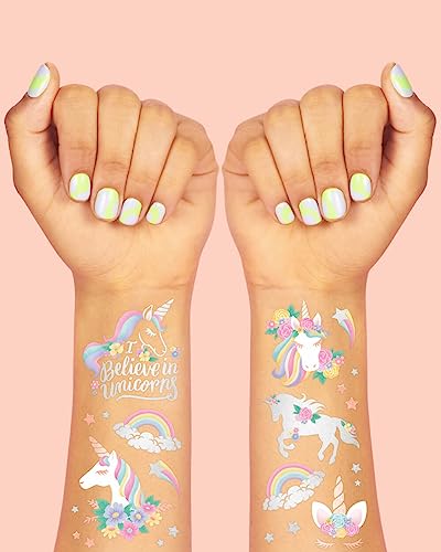 Unicorn Temporary Tattoos Party Favors - 26 Styles, 8.25 x 6 Inches Pack of 3