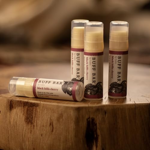 Buff Bar Bison Tallow Lip Balm Set - Variety Pack of 4, Unscented & Flavored