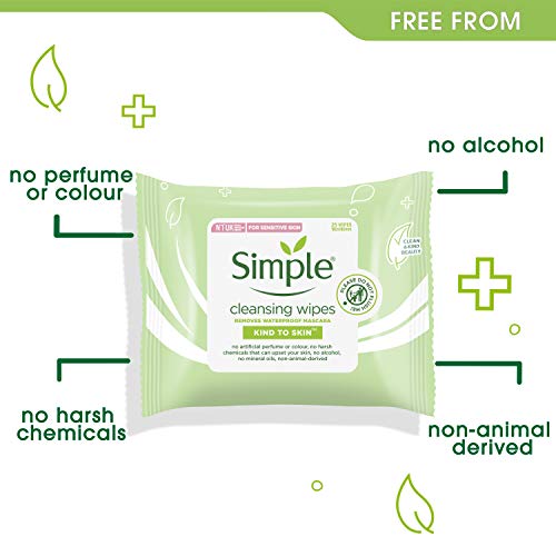 Simple Kind To Skin Cleansing Facial Wipes 25 (Pack of 5)