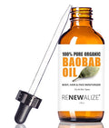 Pure Organic Baobab Oil for Skin Hair Nails - Cold Pressed & Unrefined - 4 fl oz