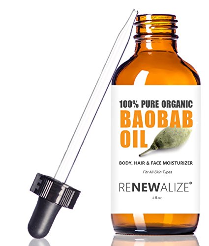 Pure Organic Baobab Oil for Skin Hair Nails - Cold Pressed & Unrefined - 4 fl oz