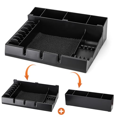 Hedume Hair Salon Styling Tools Organizer with Anti-Slip Mat, Detachable Multifunctional Stylist Tool Tray Organizer for Hair Brush, Combs, Clips, Scissor, Shaver, Clippers, Trimmers & Other Tools
