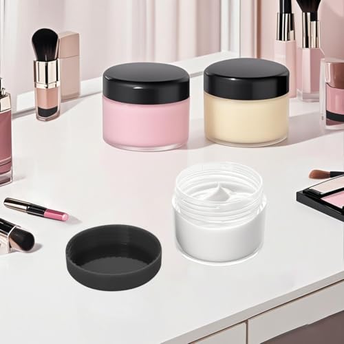 HOIGON 96 PCS 20g 20ml Clear Plastic Sample Containers, Leak-Proof Round Plastic Cosmetic Containers with Black Screw Lids for Creams, Lotions, Makeup, Colored Acrylics