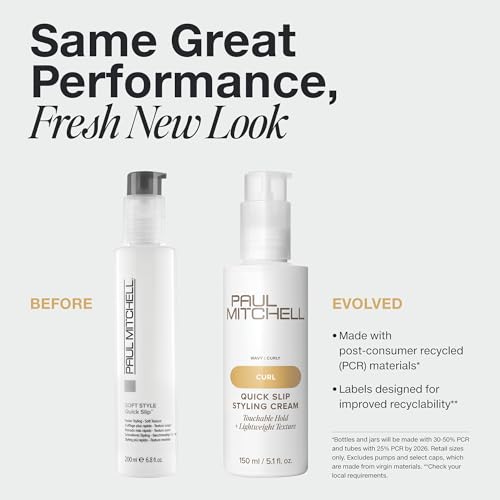 Paul Mitchell Quick Slip Styling Cream 5.1 Fl Oz - Faster Styling & Touchable Hold for Curly & Wavy Hair