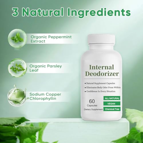 Internal Deodorizer Capsules - Breath Freshening, Gut & Skin Support, 60 Count