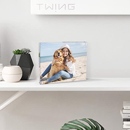 TWING 8x10 Acrylic Picture Frame Set - 5 Pack, Thicker Frameless Clear Displays