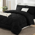 CozyLux King Size Black Comforter Set 102x90 Inches 7 Piece Bed in a Bag
