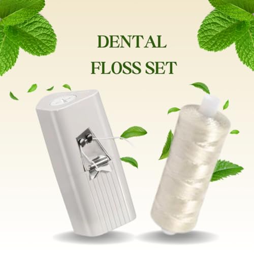 Refillable Dental Floss Dispenser with Mint Waxed Floss - 200 Yards Jumbo Refill Set