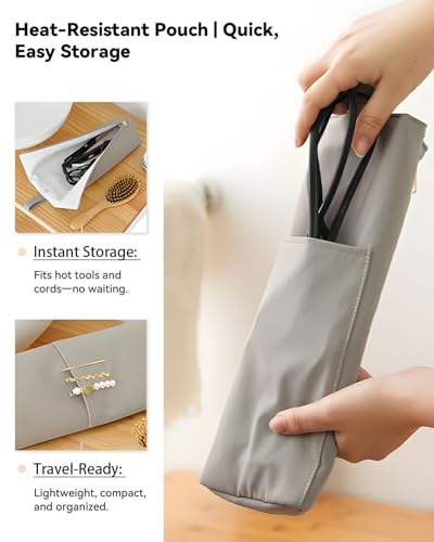 Heat-Resistant Curling & Flat Iron Holder with Travel Mat - Orchid Pink & Beige