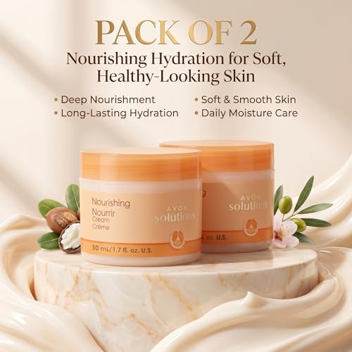 AVON Nourishing Face Moisturizer Cream 1.7 Fl Oz Pack of 2 - Deep Hydration for Sensitive Skin
