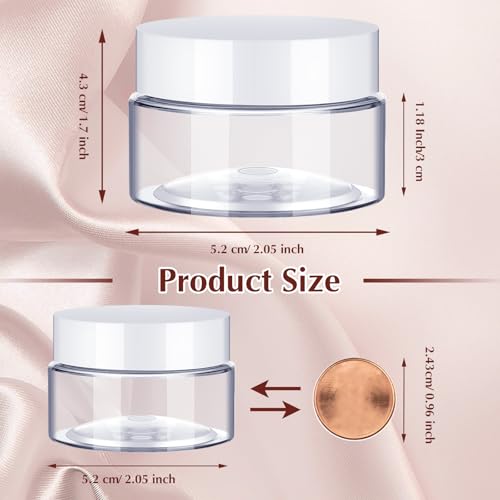 SATINIOR 2 oz Plastic Jars with Lids, 100-Pack Wide Mouth Containers for Lotion, Cream, Body Butters