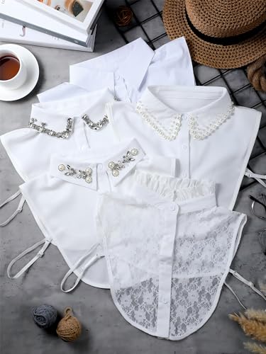 Giegxin 6 Pcs White Elegant Detachable Fake Collar for Women