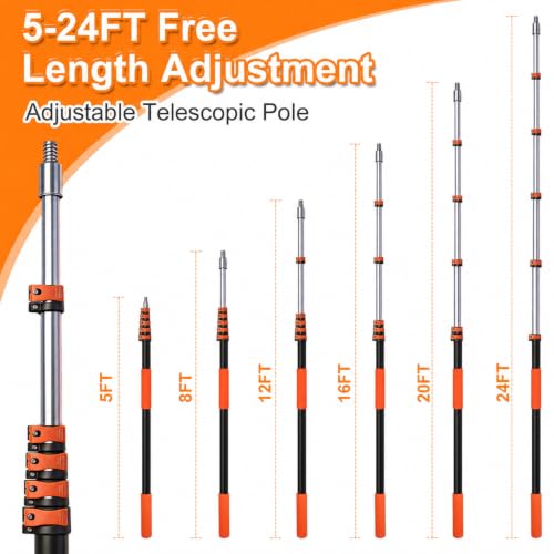 30FT Window Washing Kit with Telescopic Extension Pole and Squeegee - Variations 5-24FT