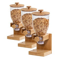 17.5 Oz Bamboo Cereal Dispenser Pack of 3 with Airtight Lids - Food Storage Organizer