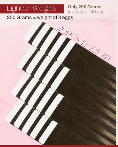 Brown Ombre Tape-In Hair Extensions 14 Inch Human Hair Balayage #4/27/4 - 20pcs