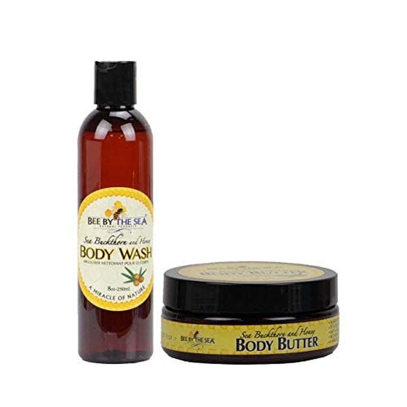 Bee By The Sea Body Wash and Body Butter Skin Care Bundle Set Naturally Enriched with Sea Buckthorn and Honey for All Skin Types