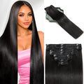 Clip in Hair Extensions 14 Inch 80g Natural Black #1B Remy Human Hair - Double Weft, Easy to Style
