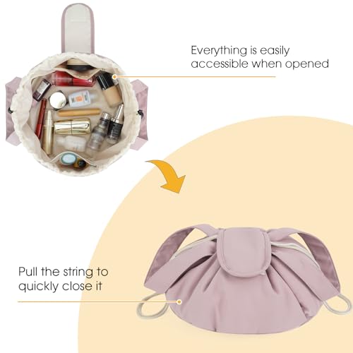 Barrel Drawstring Makeup Bag with Wide-open Make up Bag